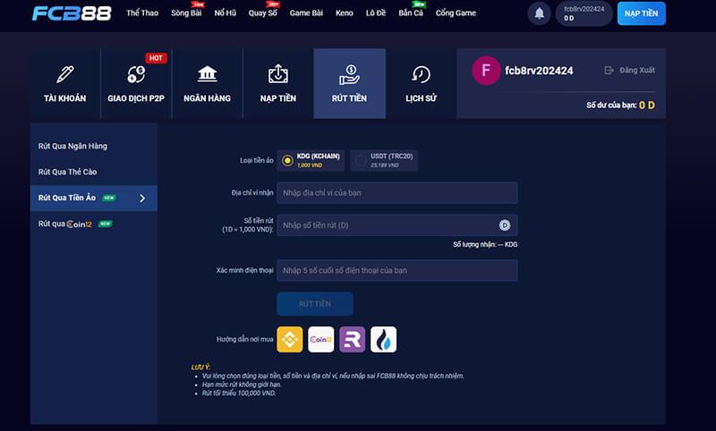 Hướng dẫn anh em cách rút tiền nhà cái fcb88 đơn giản nhất
